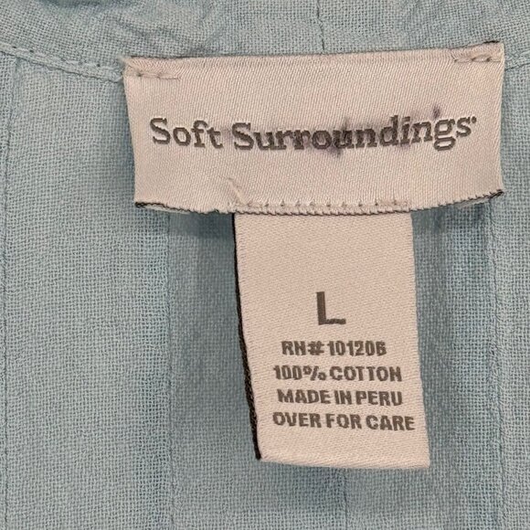 Soft Surroundings Light Blue Embroidered Tunic Top Size Large cotton womens - Picture 3 of 10